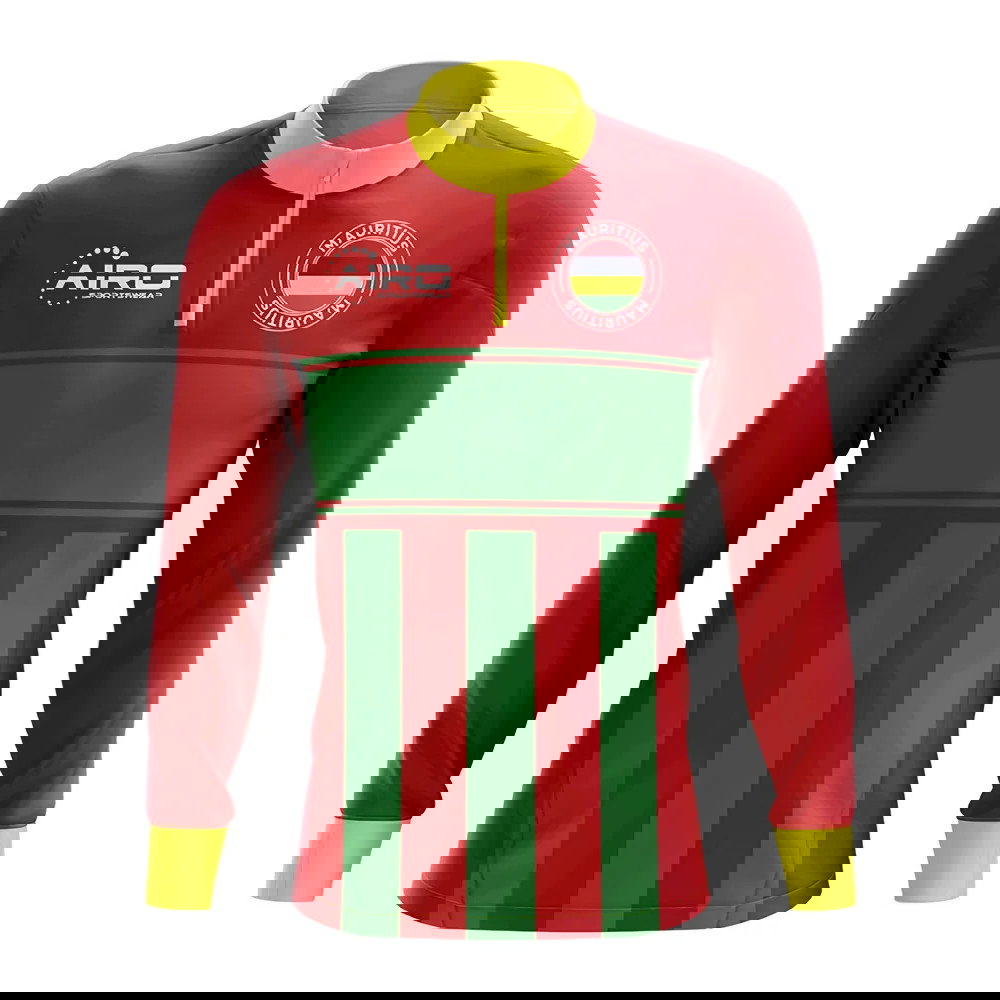 Mauritius Concept Football Half Zip Midlayer Top (Red-Green)