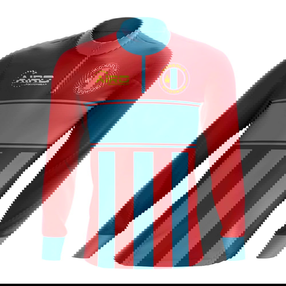 Mongolia Concept Football Half Zip Midlayer Top (Red-Blue)