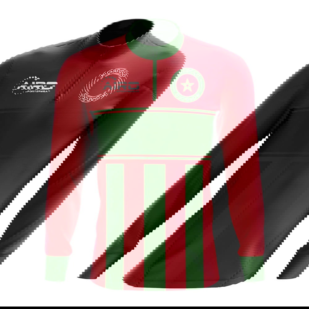 Morocco Concept Football Half Zip Midlayer Top (Red-Green)
