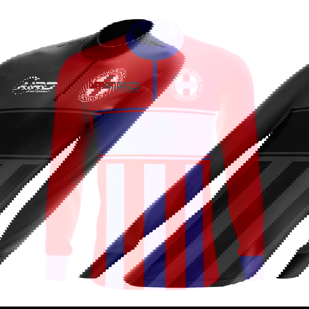 Netherlands Antilles Concept Football Half Zip Midlayer Top (Red-Blue)