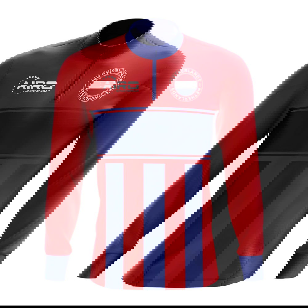 Netherlands Concept Football Half Zip Midlayer Top (Red-Blue)