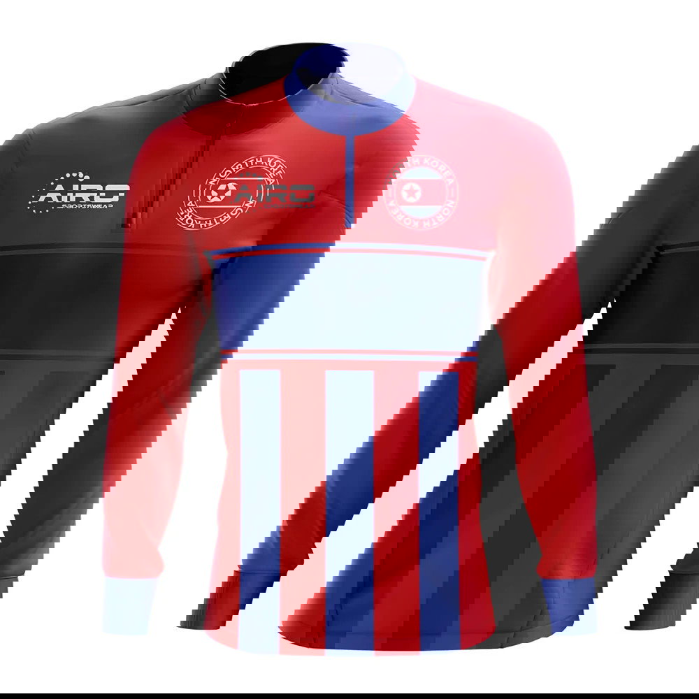 North Korea Concept Football Half Zip Midlayer Top (Red-Blue)