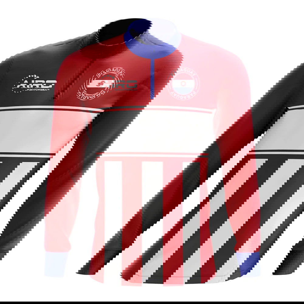 Paraguay Concept Football Half Zip Midlayer Top (Red-White)