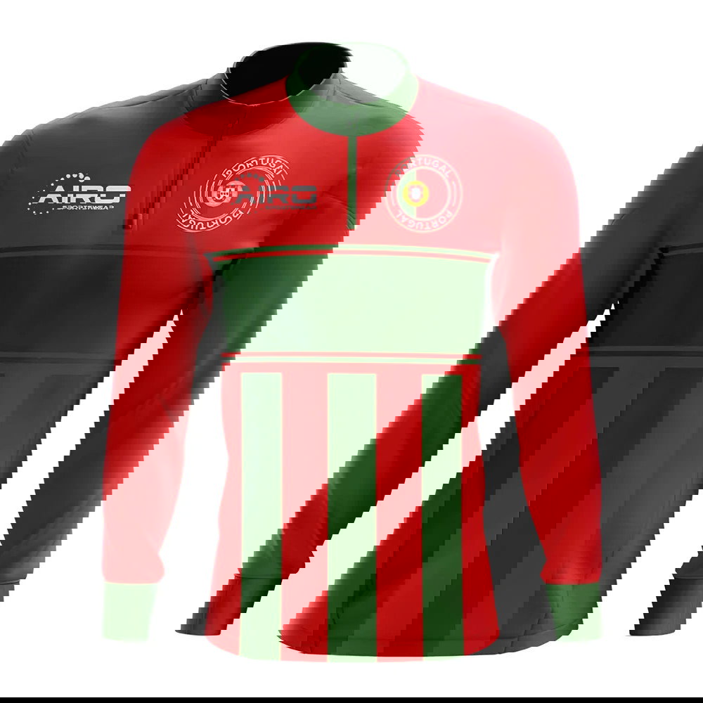 Portugal Concept Football Half Zip Midlayer Top (Red-Green)