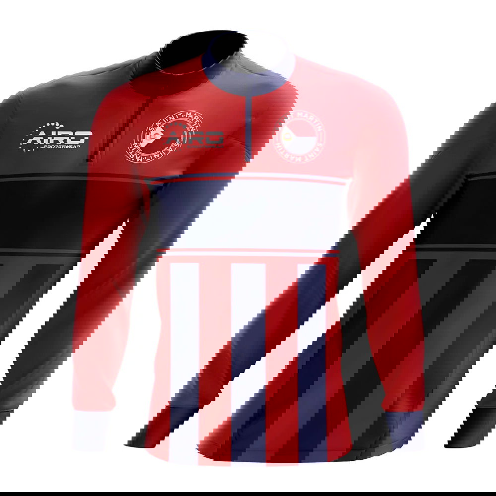 Saint Martin Concept Football Half Zip Midlayer Top (Red-Blue)