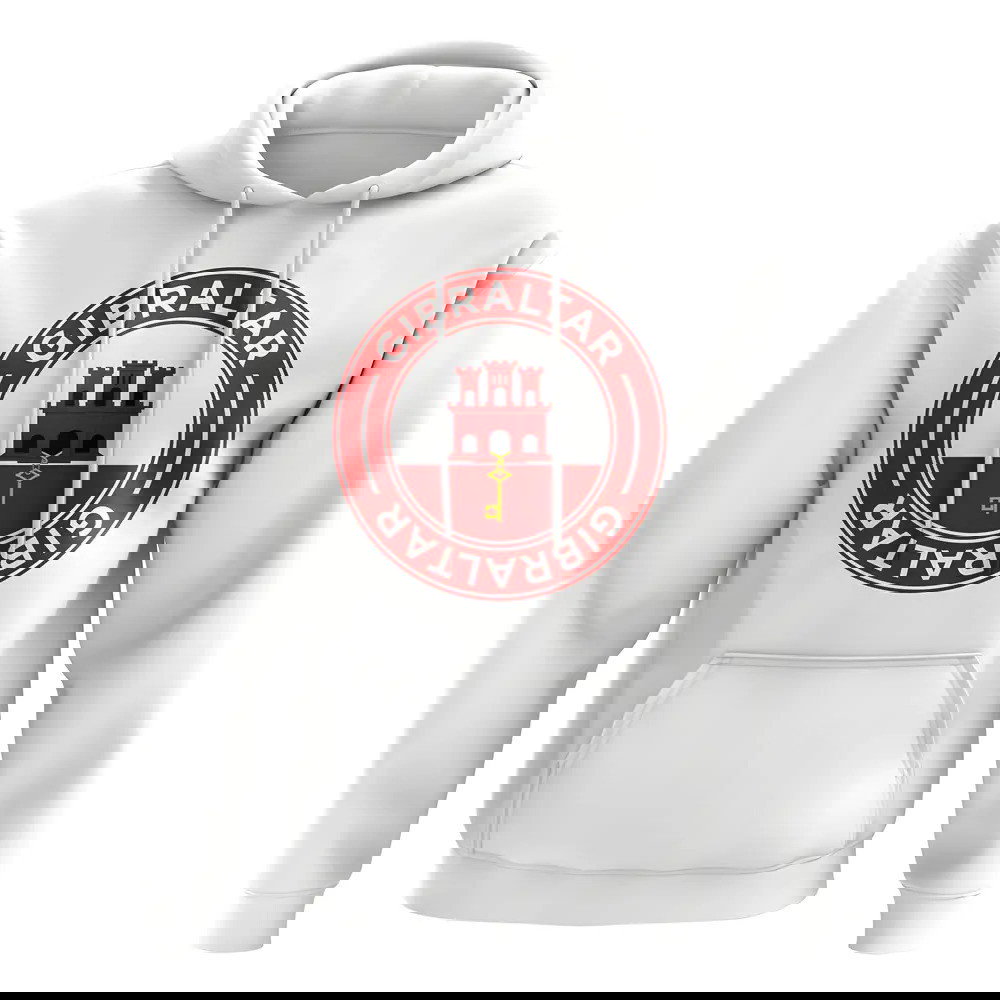 Gibraltar Football Badge Hoodie (White)