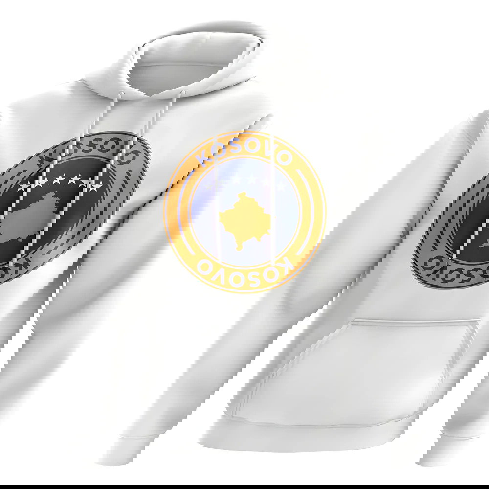 Kosovo Football Badge Hoodie (White)