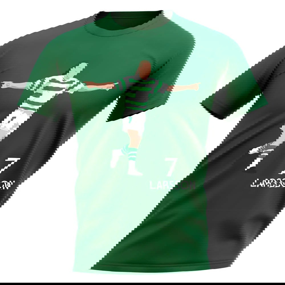 Henrik Larsson Celtic Player Graphic T-Shirt (Green)