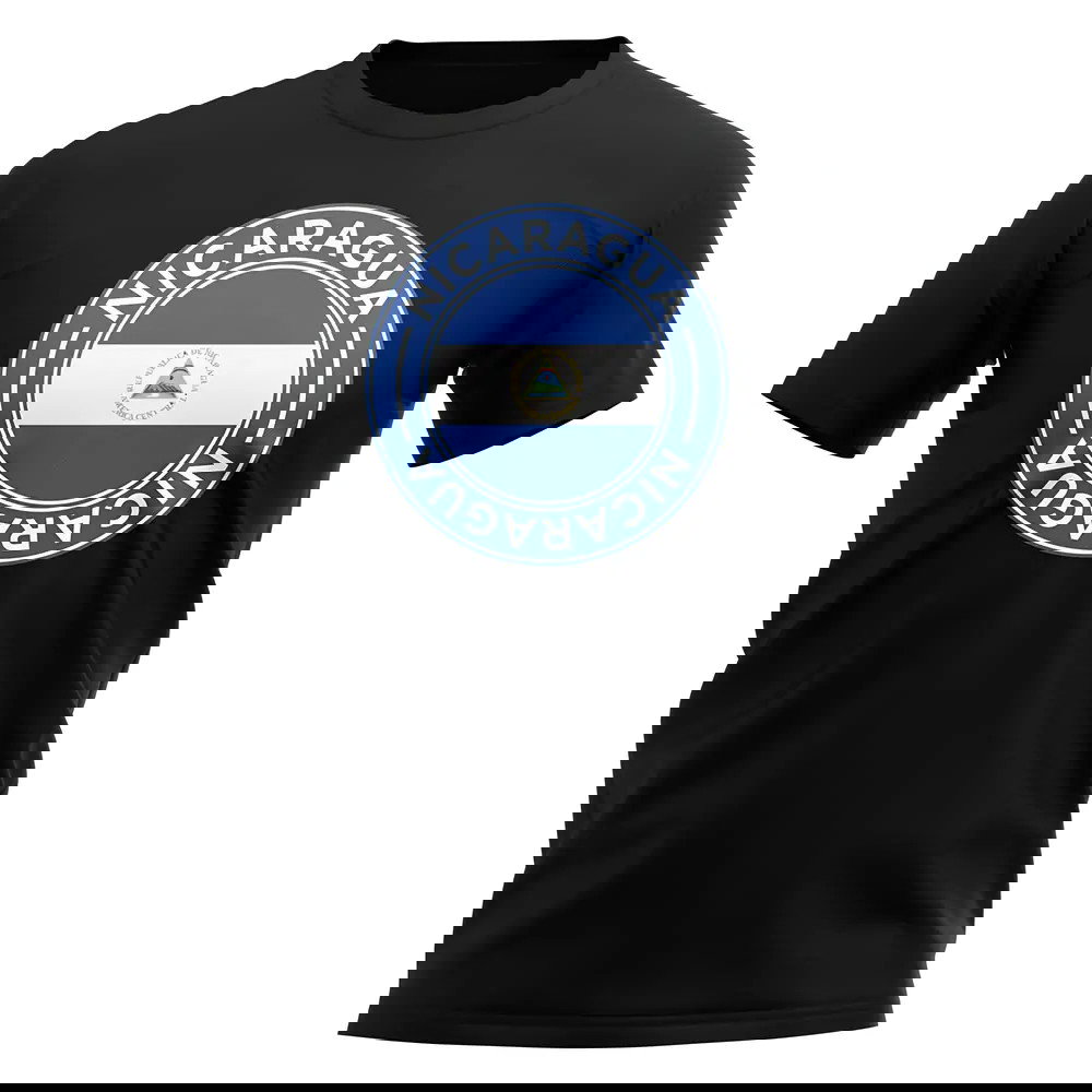 Nicaragua Football Badge T-Shirt (Black)