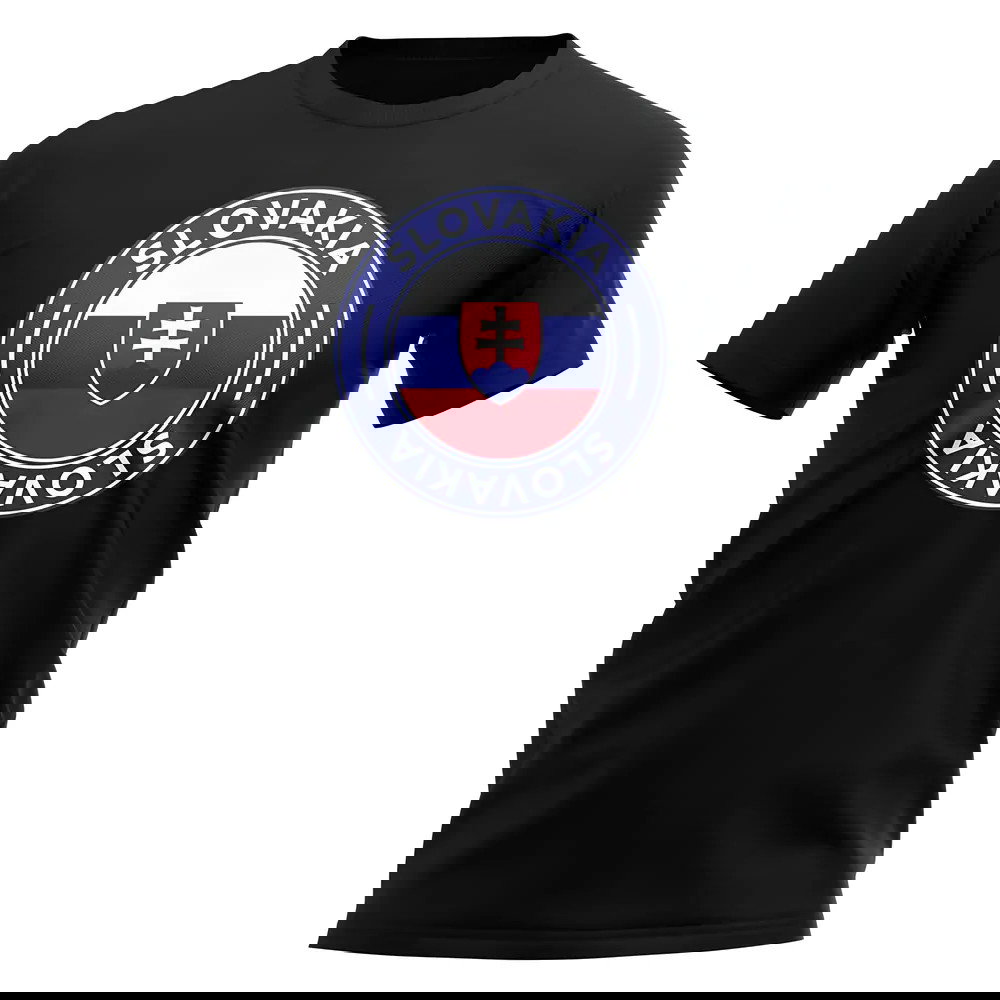 Slovakia Football Badge T-Shirt (Black)