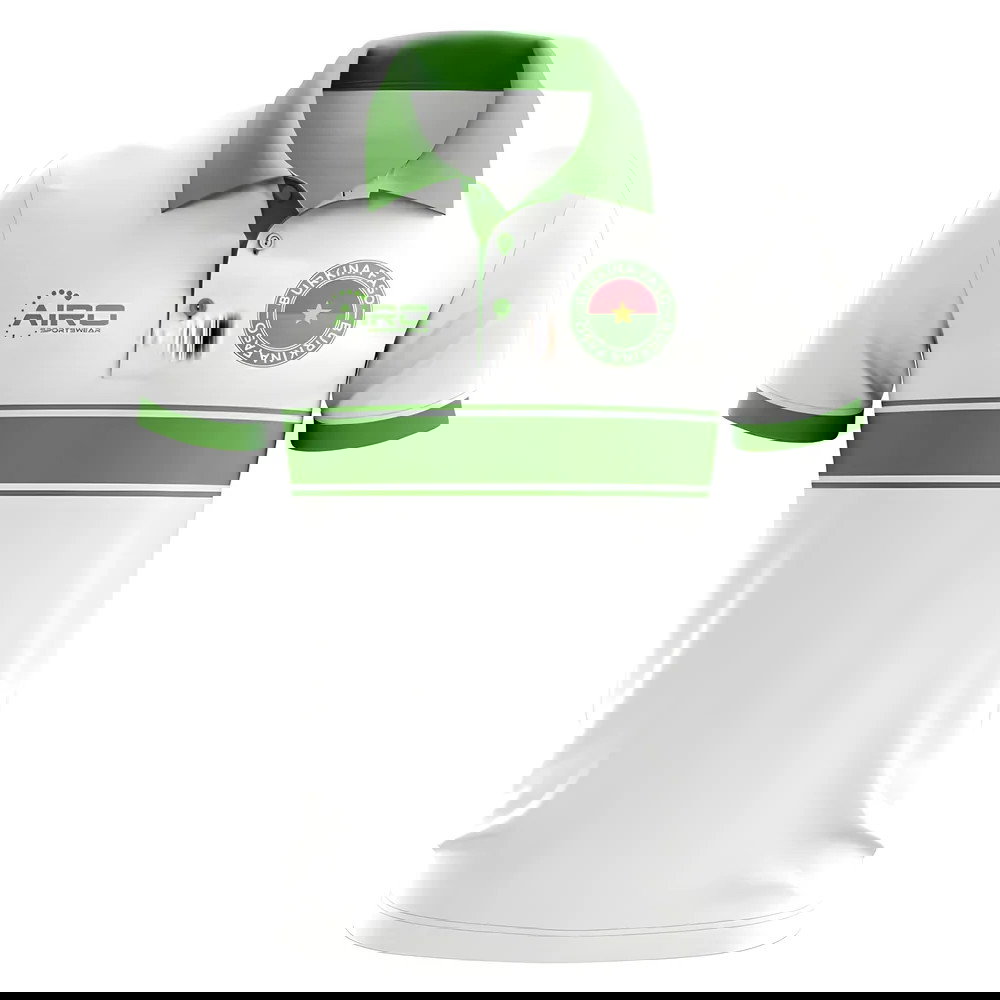 Burkina Faso Concept Stripe Polo Shirt (White)