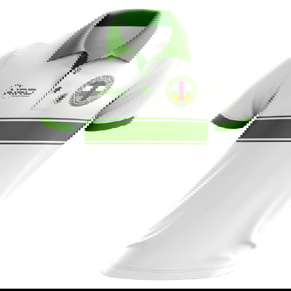 Central African Republic Concept Stripe Polo Shirt (White)