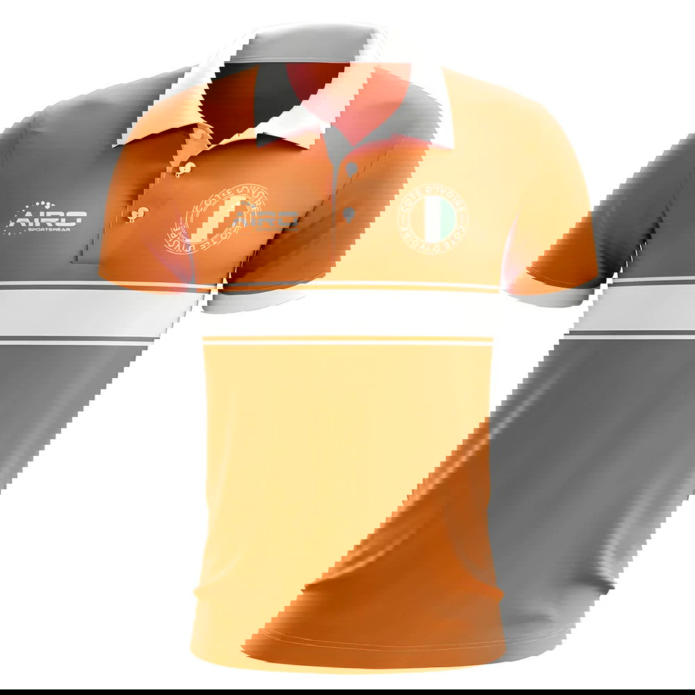 Cote D'Ivoire Concept Stripe Polo Shirt (Orange)