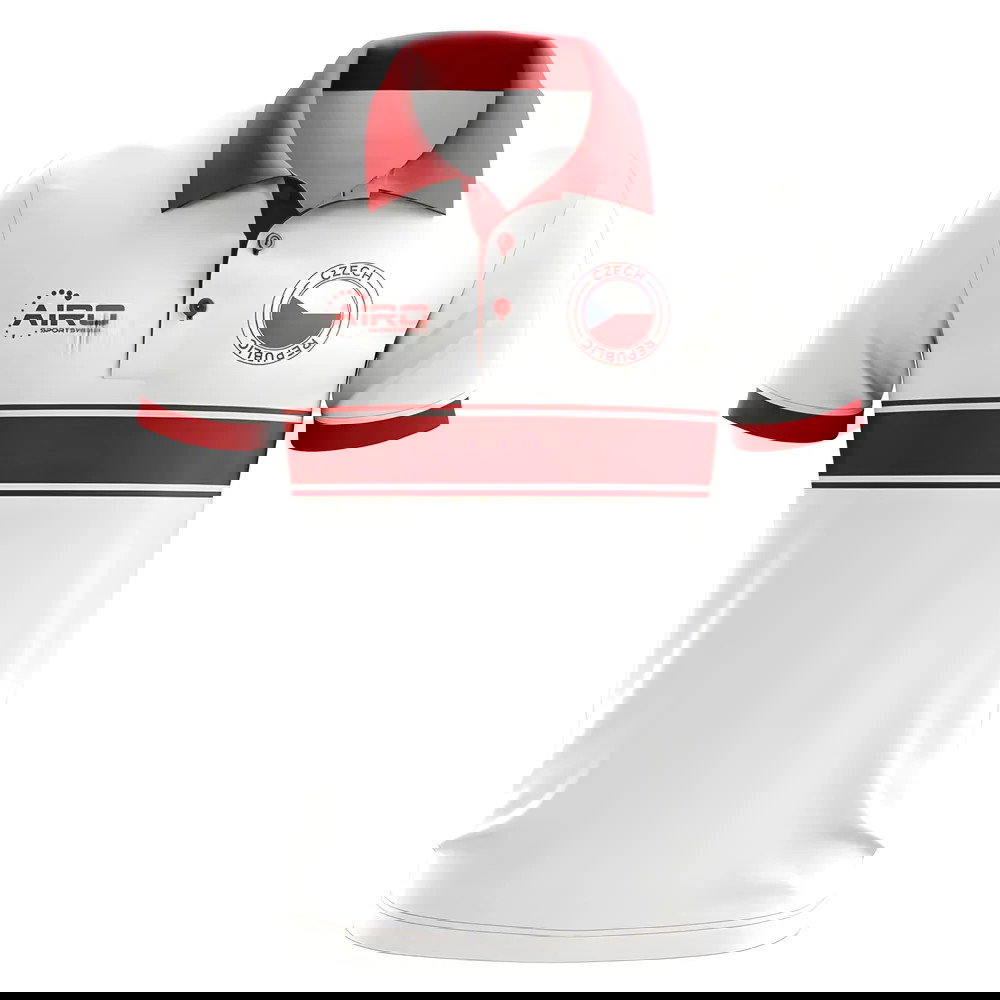 Czech Republic Concept Stripe Polo Shirt (White)