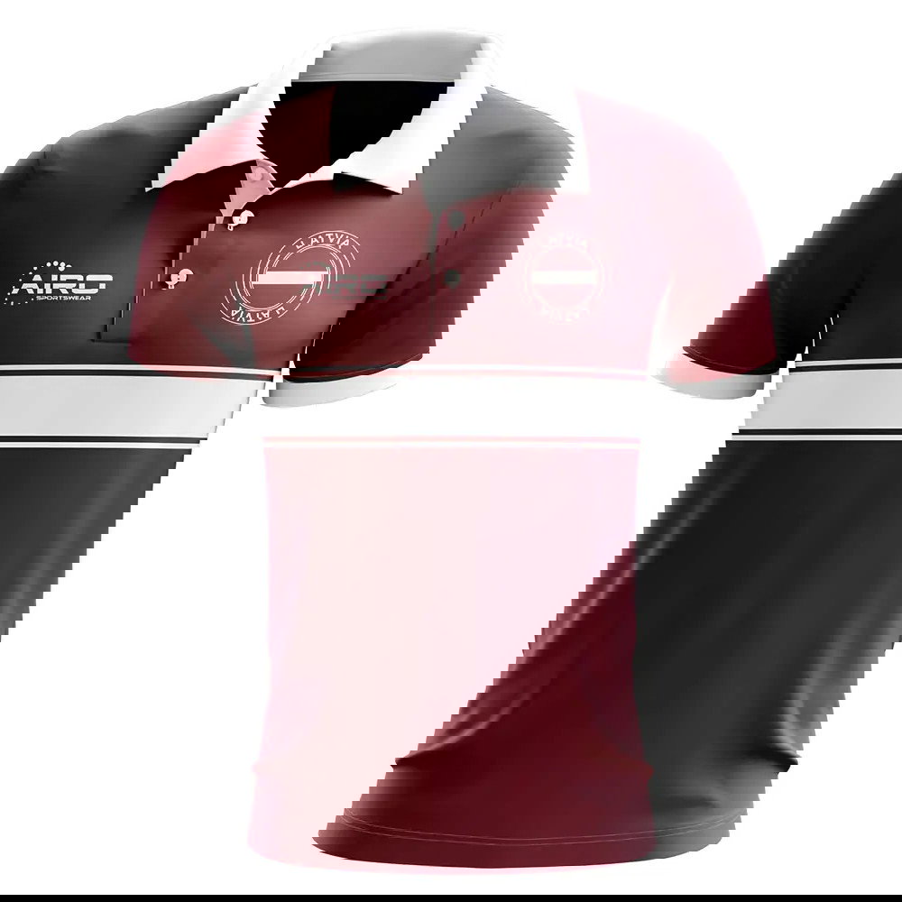 Latvia Concept Stripe Polo Shirt (Maroon)
