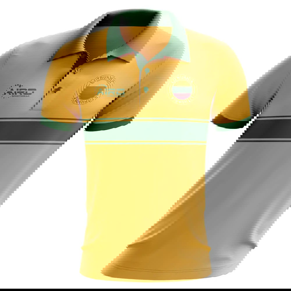 Lithuania Concept Stripe Polo Shirt (Yellow)