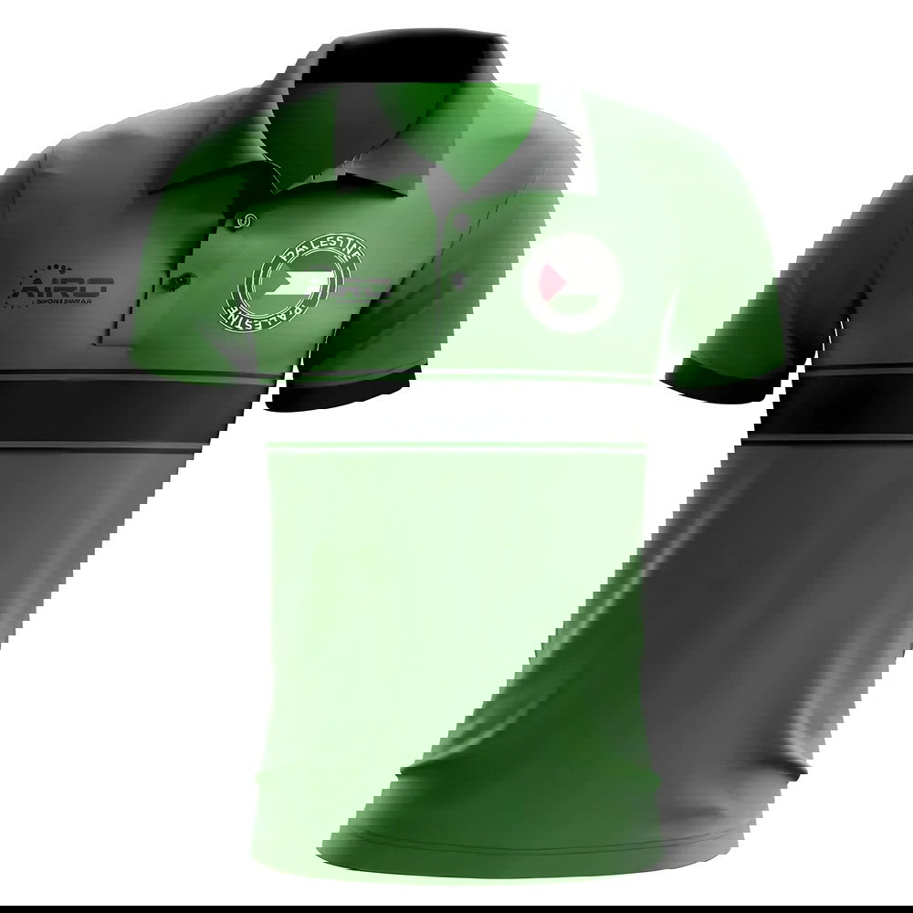 Palestine Concept Stripe Polo Shirt (Green)