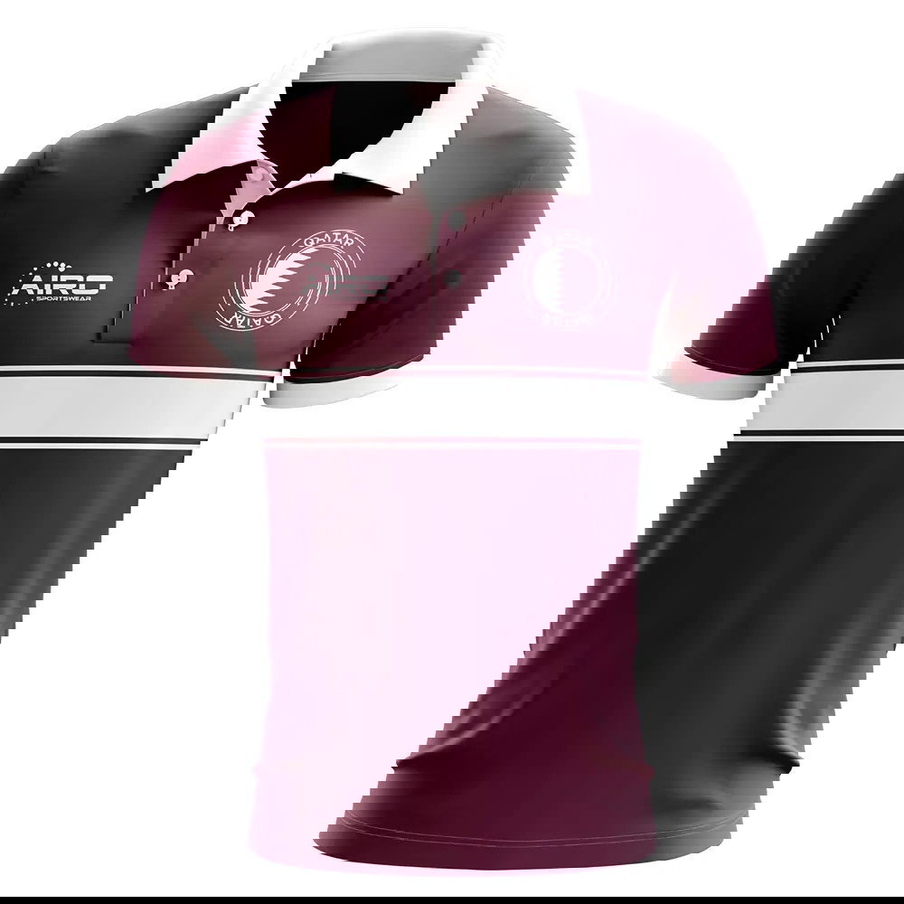 Qatar Concept Stripe Polo Shirt (Maroon)