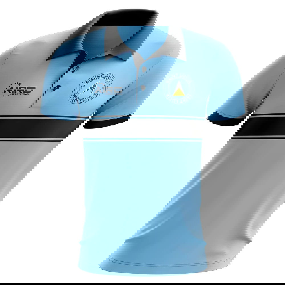 Saint Lucia Concept Stripe Polo Shirt (Sky)