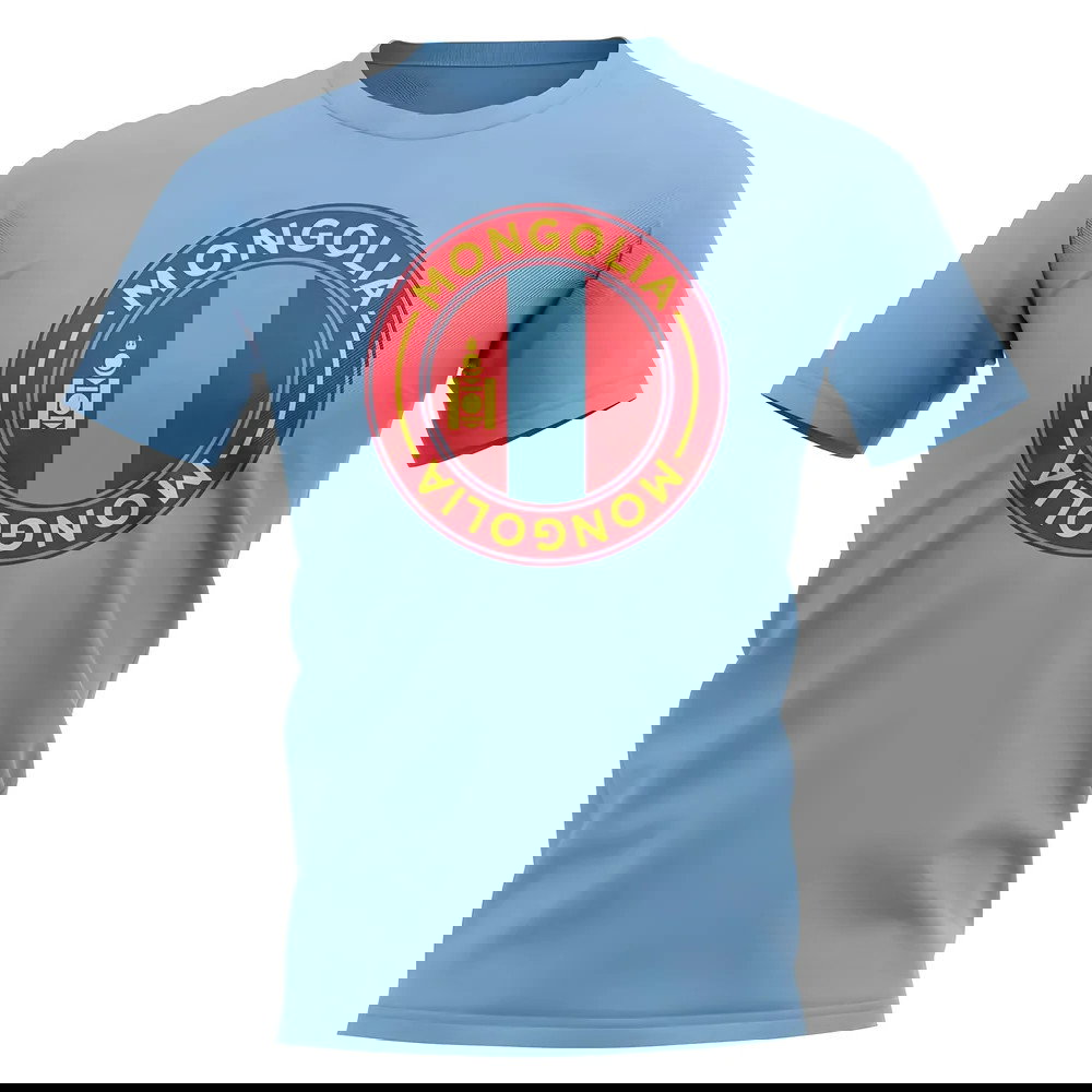 Mongolia Football Badge T-Shirt (Sky)