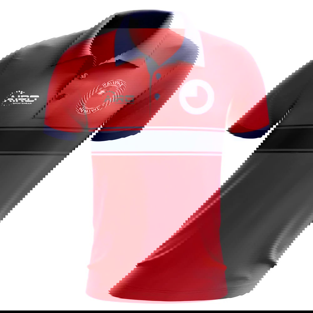 Taiwan Concept Stripe Polo Shirt (Red)