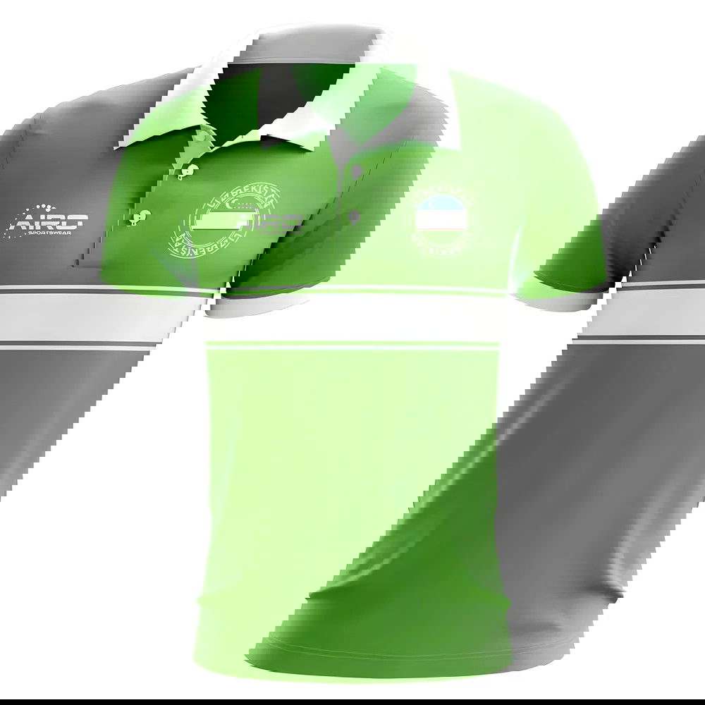 Uzbekistan Concept Stripe Polo Shirt (Green)