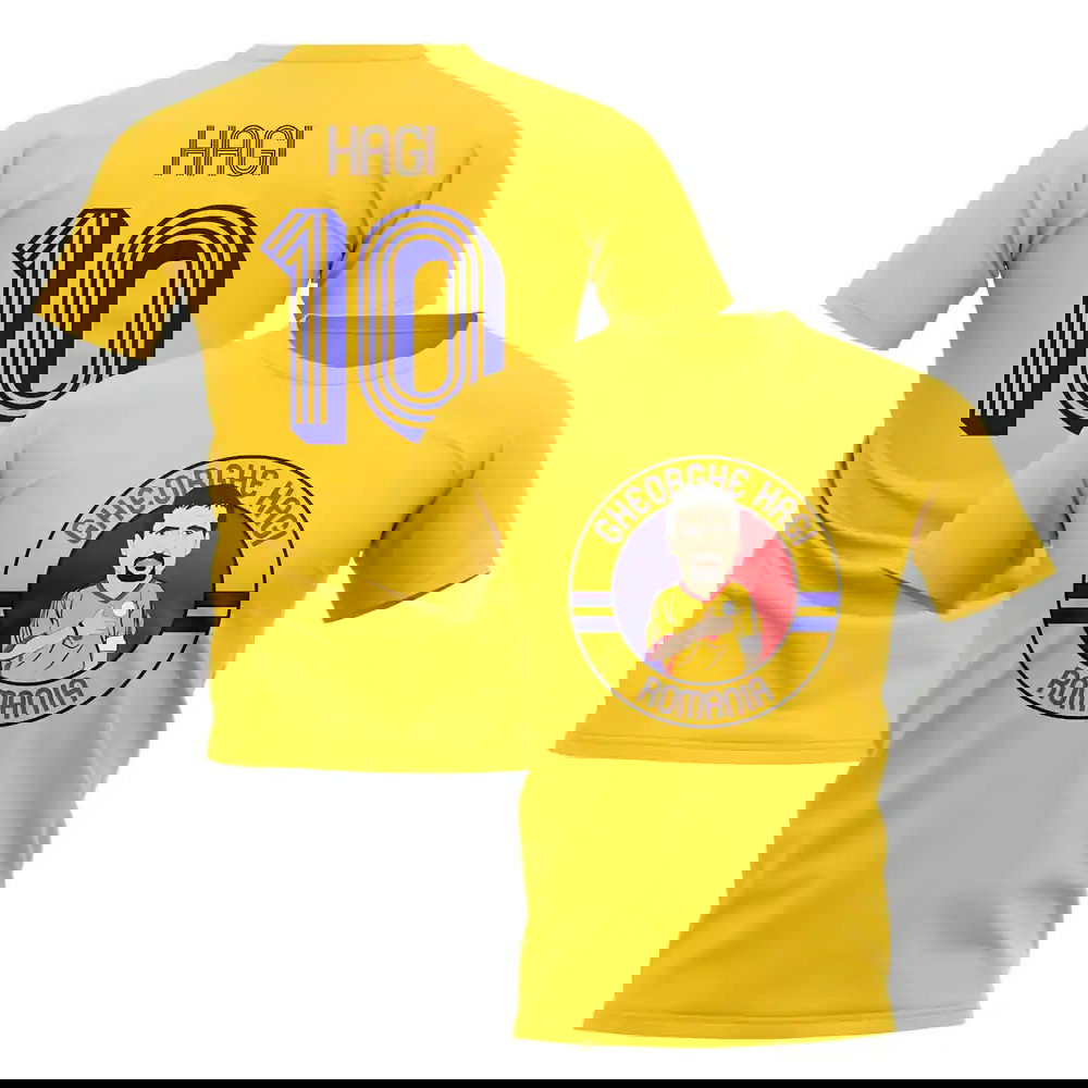 Gheorghe Hagi Romania Illustration T-Shirt (Yellow)