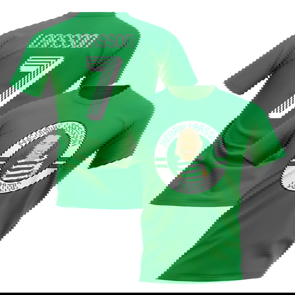 Henrik Larsson Celtic Illustration T-Shirt (Green)