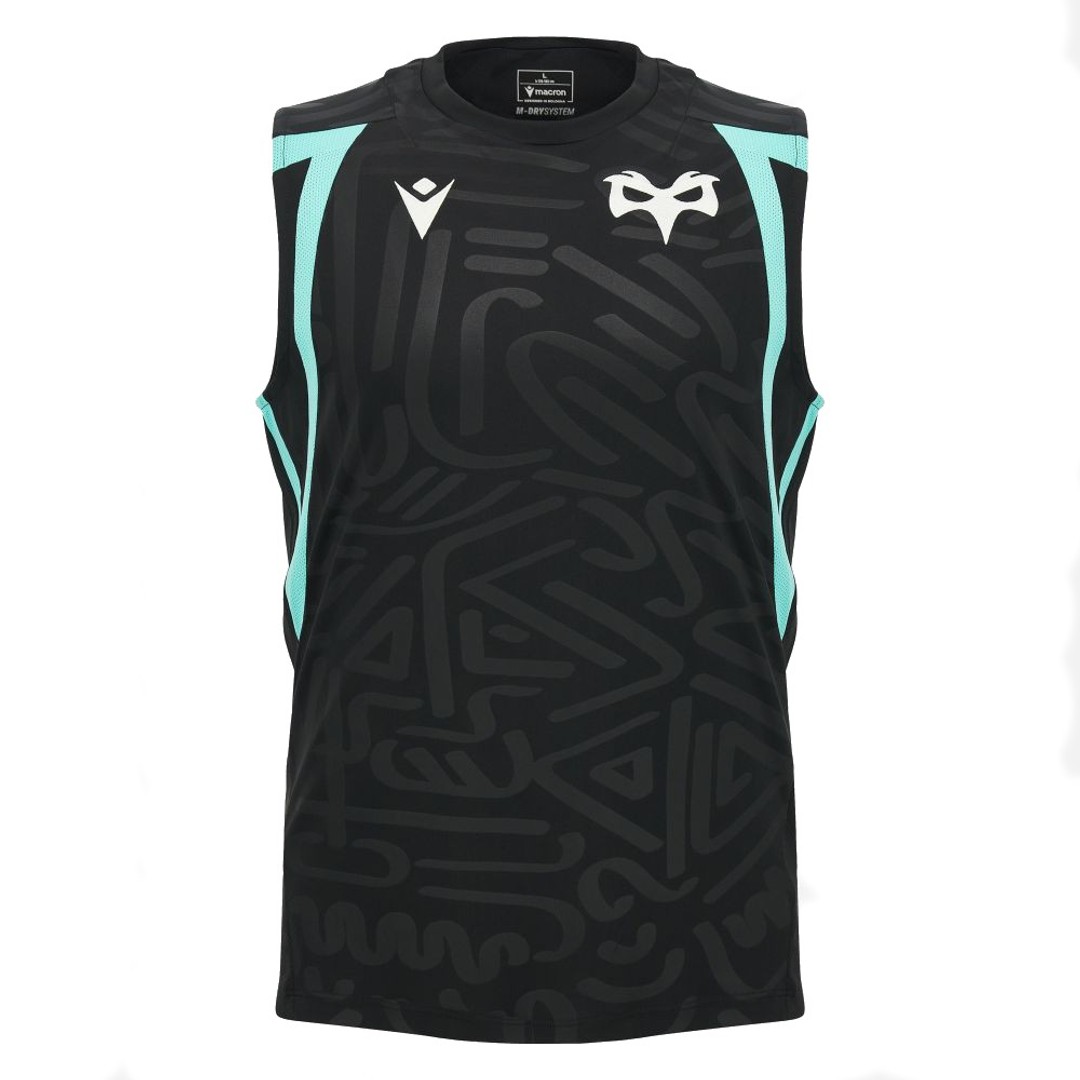 2026-2027 Ospreys Rugby Poly Sleeveless Training Shirt (Black) (Your Name)