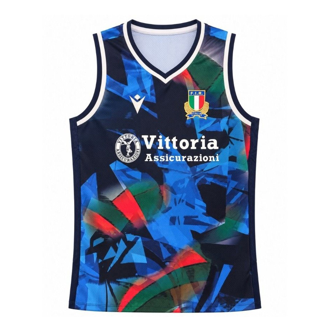 2026-2027 Italy Rugby Training Singlet (Navy) (Your Name)