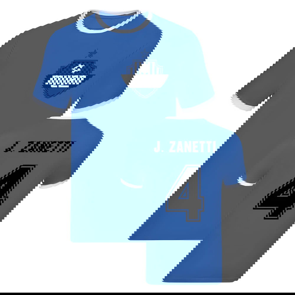 Javier Zanetti Milan Ringer TShirt (Blue)