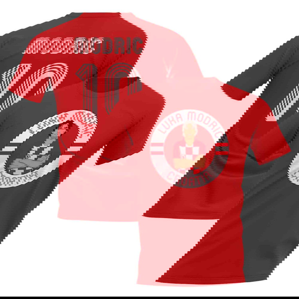 Luka Modric Croatia Illustration T-Shirt (Red)