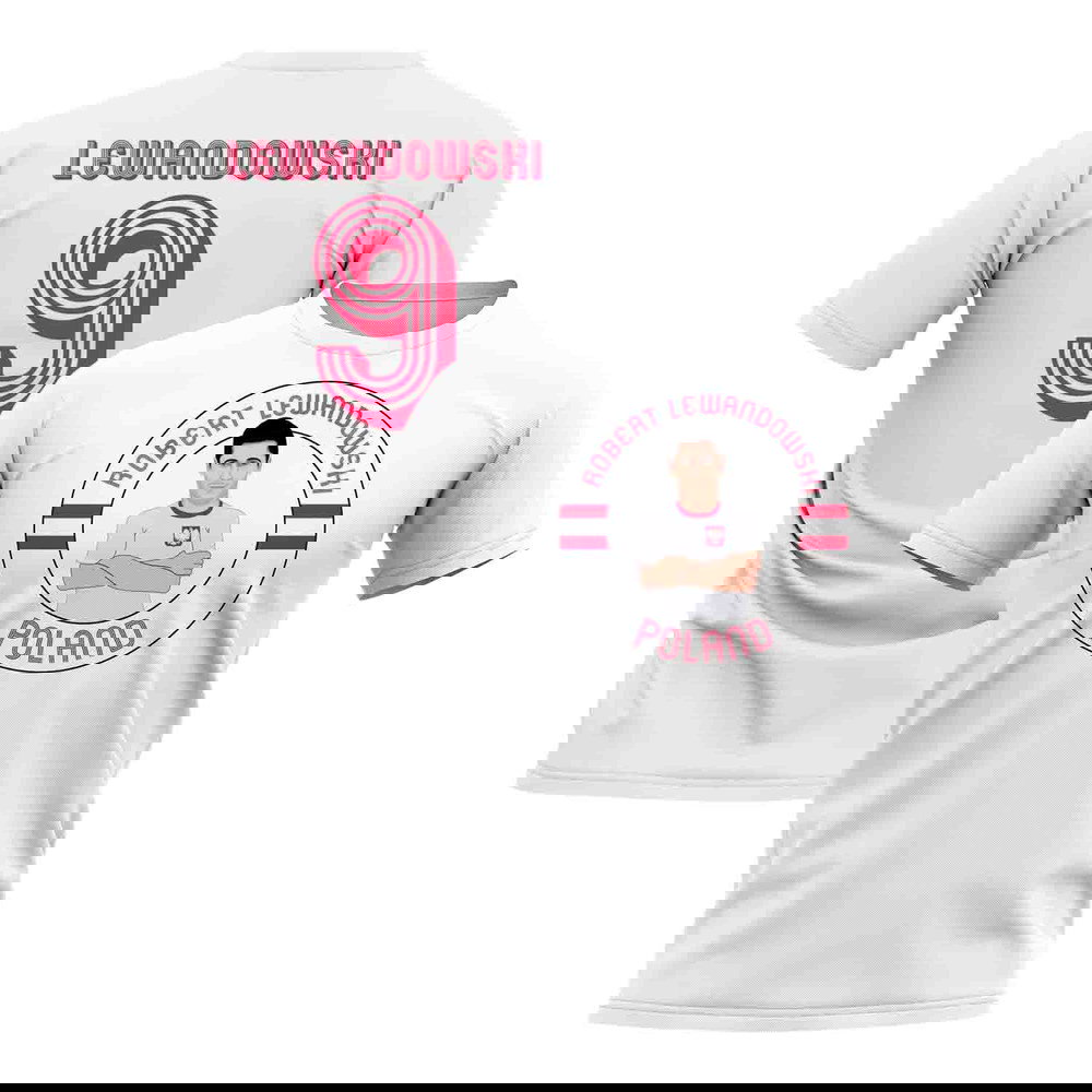 Robert Lewandowski Poland Illustration T-Shirt (White)