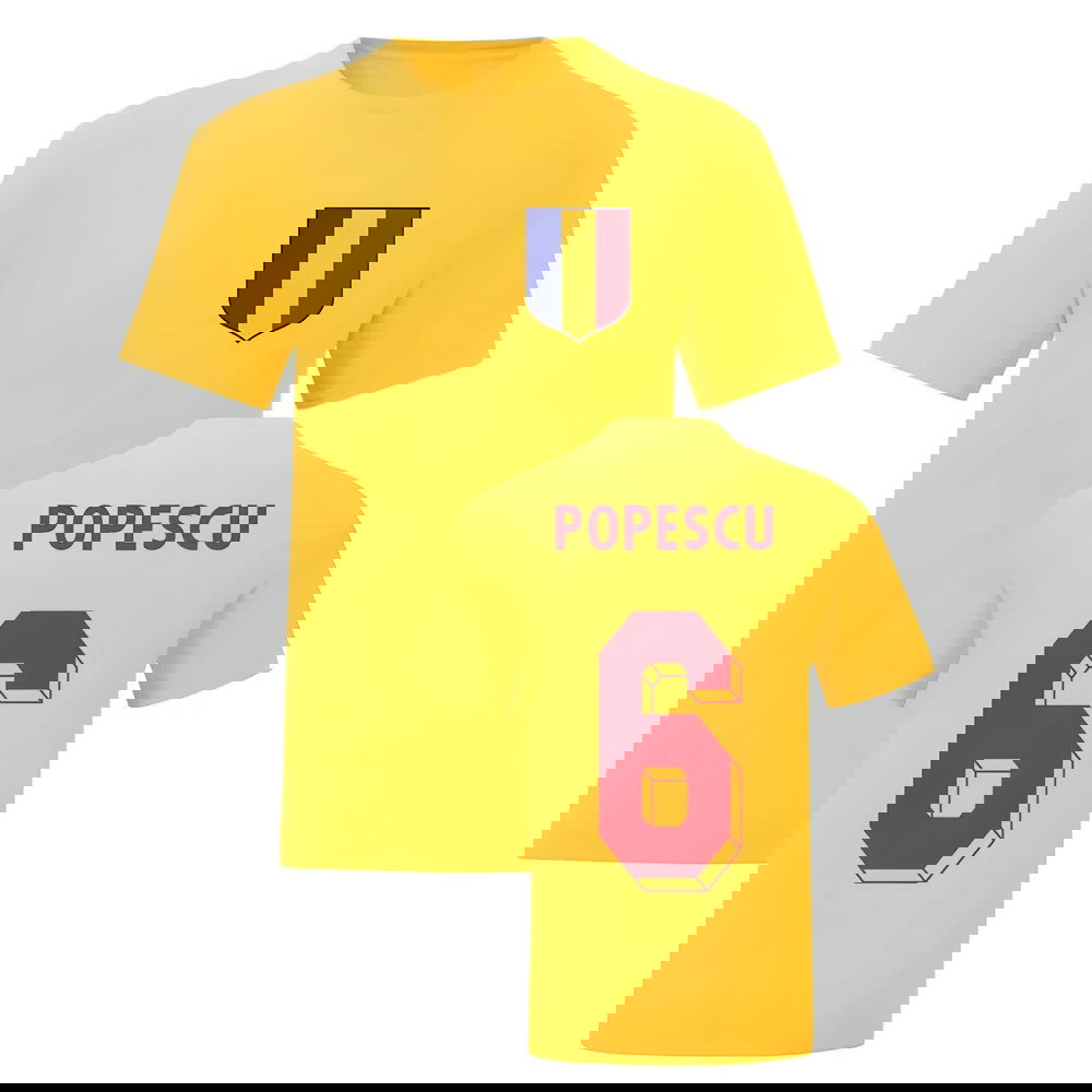 Gheorghe Popescu Romania National Hero Tee (Yellow)