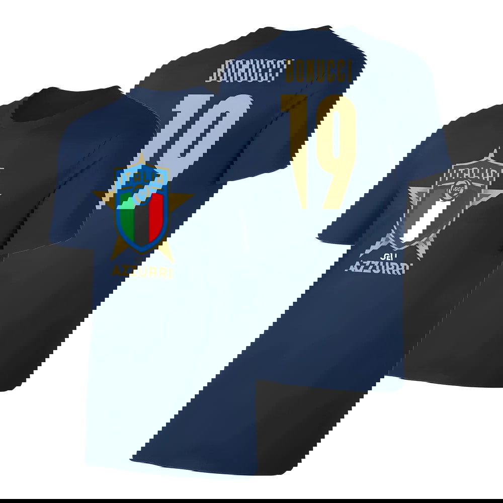 Italy Euro 2020 T-Shirt (Bonucci 19) Dark Blue