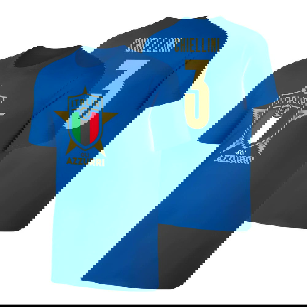Italy Euro 2020 T-Shirt (Chiellini 3) Blue