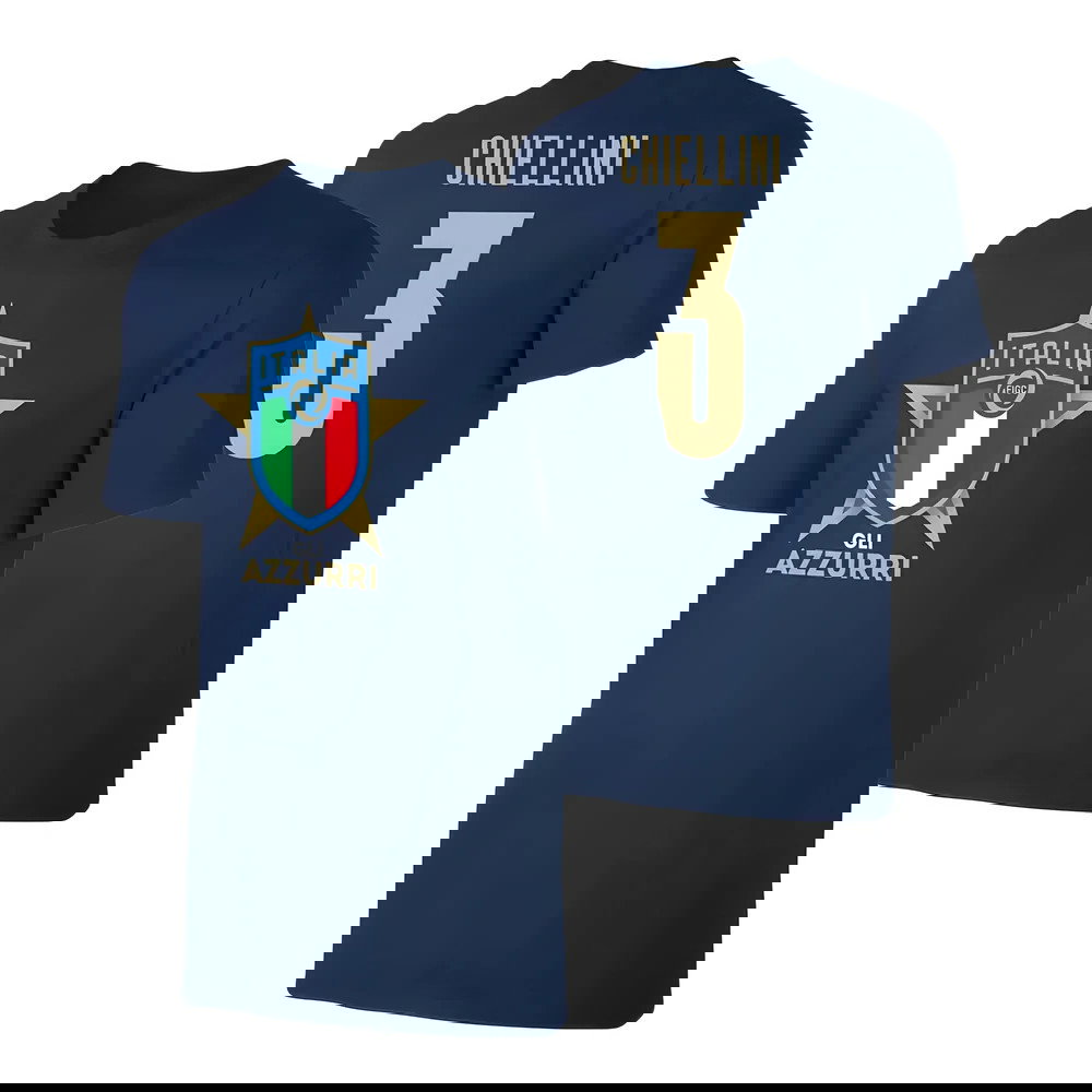 Italy Euro 2020 T-Shirt (Chiellini 3) Dark Blue