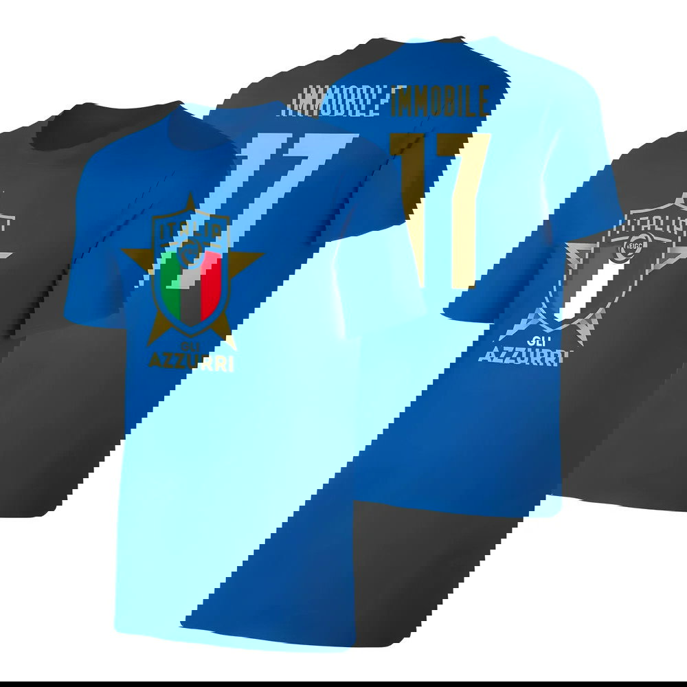 Italy Euro 2020 T-Shirt (Immobile 17) Blue