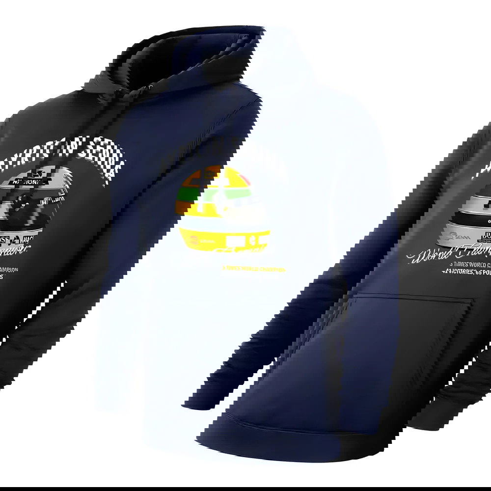 Ayrton Senna Helmet footer with hood, dark blue