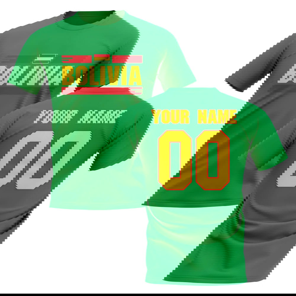 Personalised Bolivia Fan Football T-Shirt (Green)