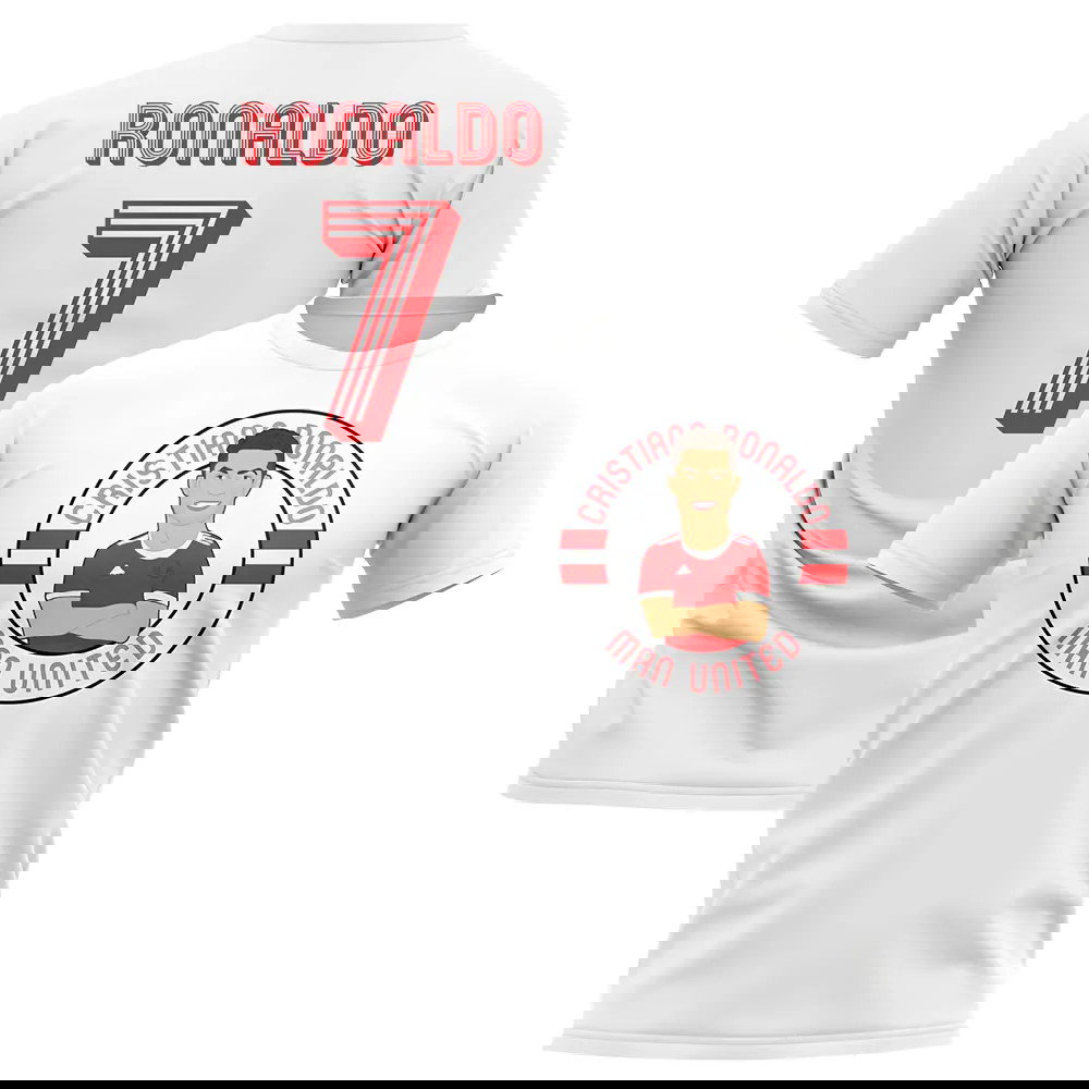 Cristiano Ronaldo Man United Illustration T-Shirt (White)