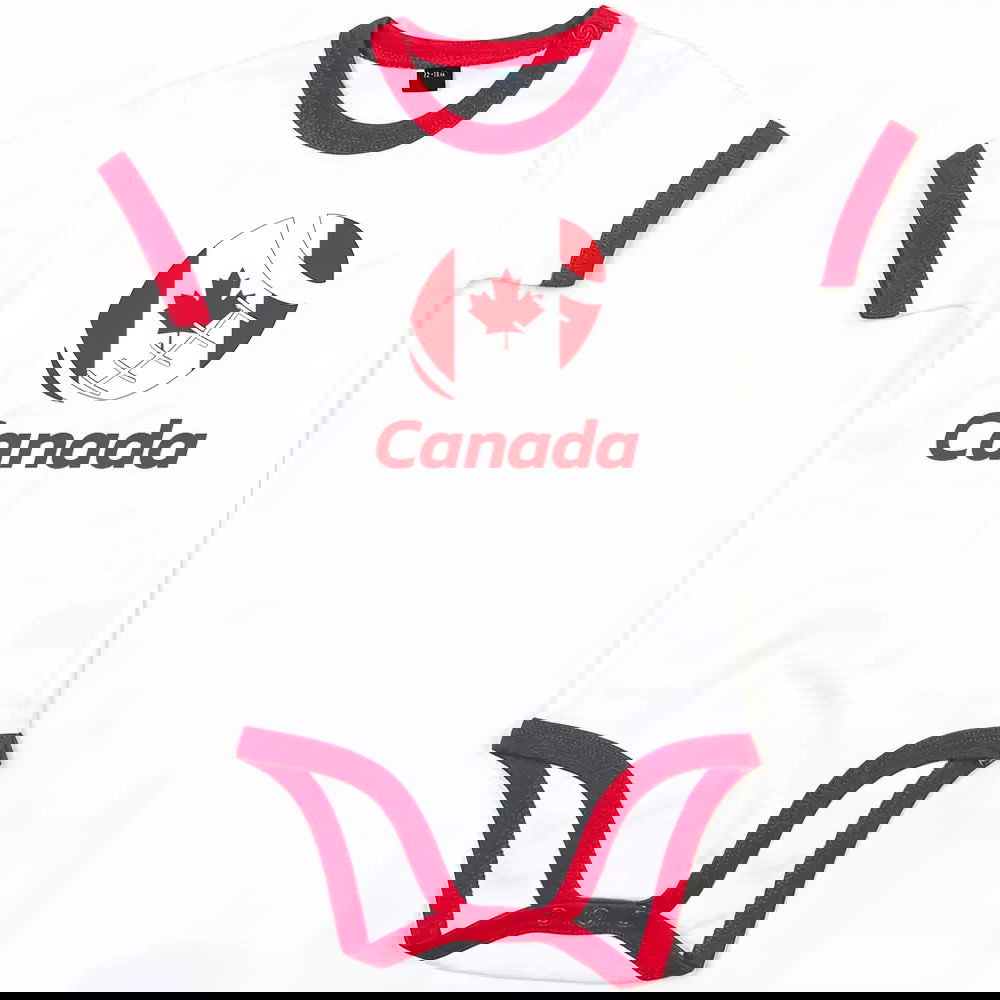 Canada Rugby Ringer Bodysuit - White/Red (Baby)