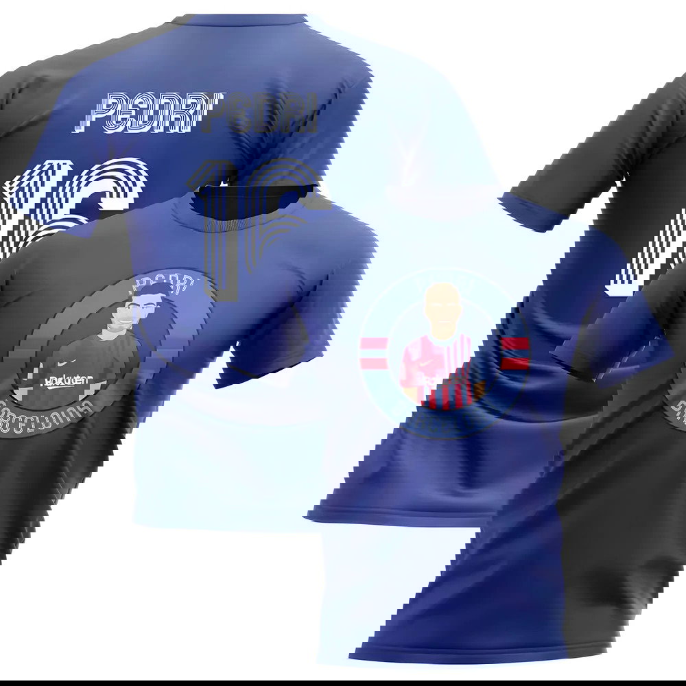 Pedri Barcelona Illustration T-Shirt (Blue)