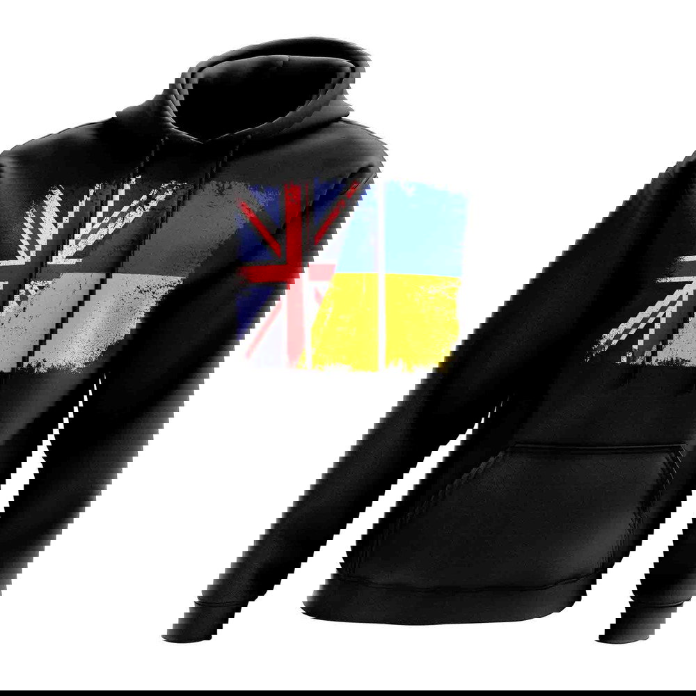 UK Ukraine Flag Hoody (Black)