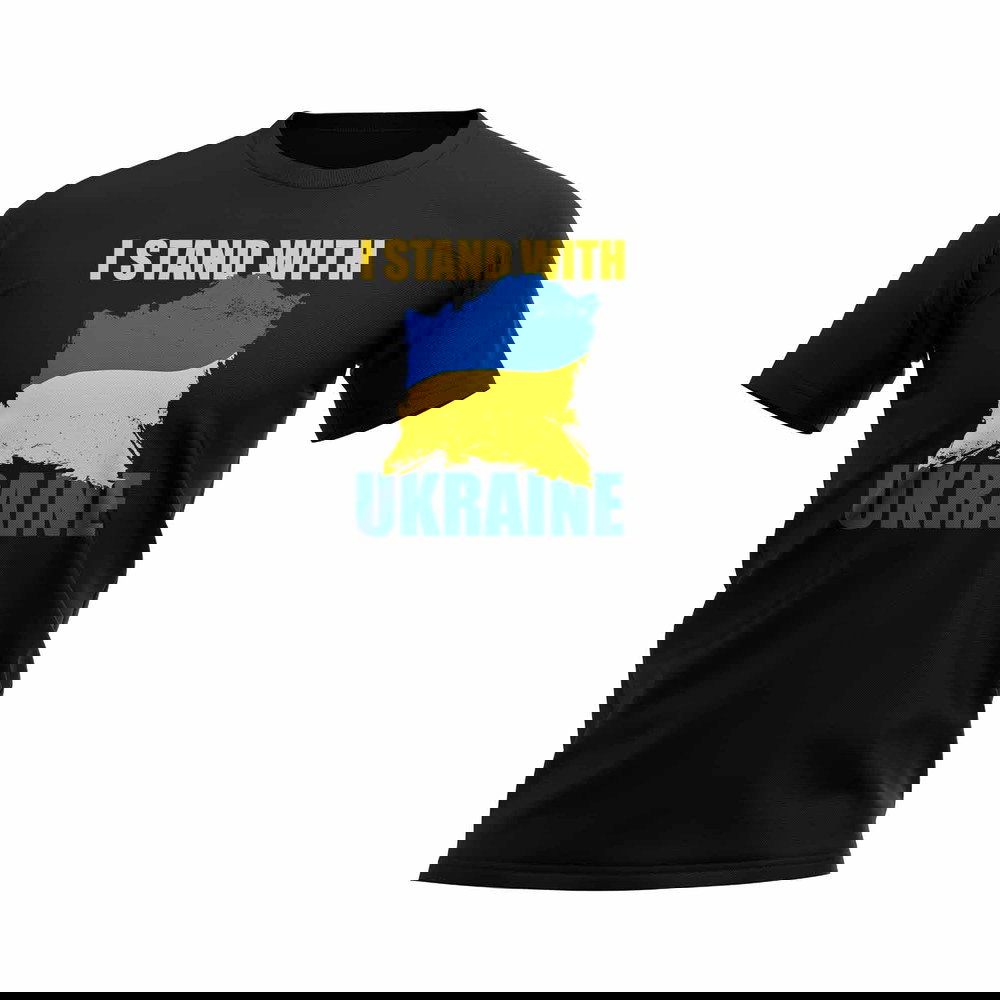 I Stand WIth Ukraine MAP T-Shirt (Black)