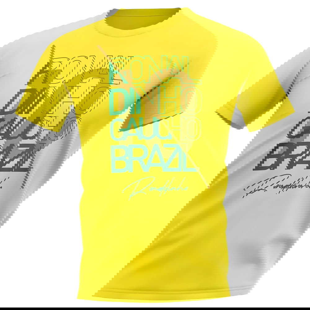 Ronaldinho Brazil Graphic Signature T-Shirt (Yellow)