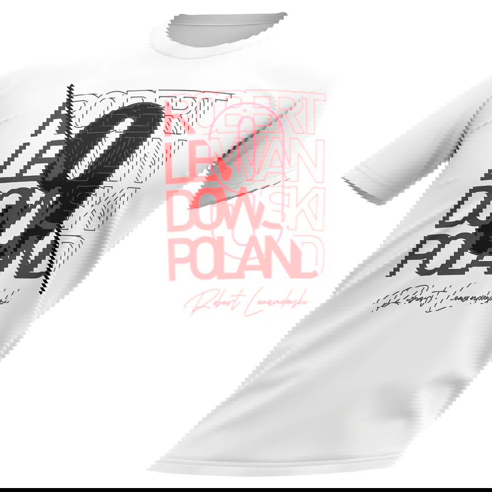 Robert Lewandowski Poland Graphic Signature T-Shirt (White)