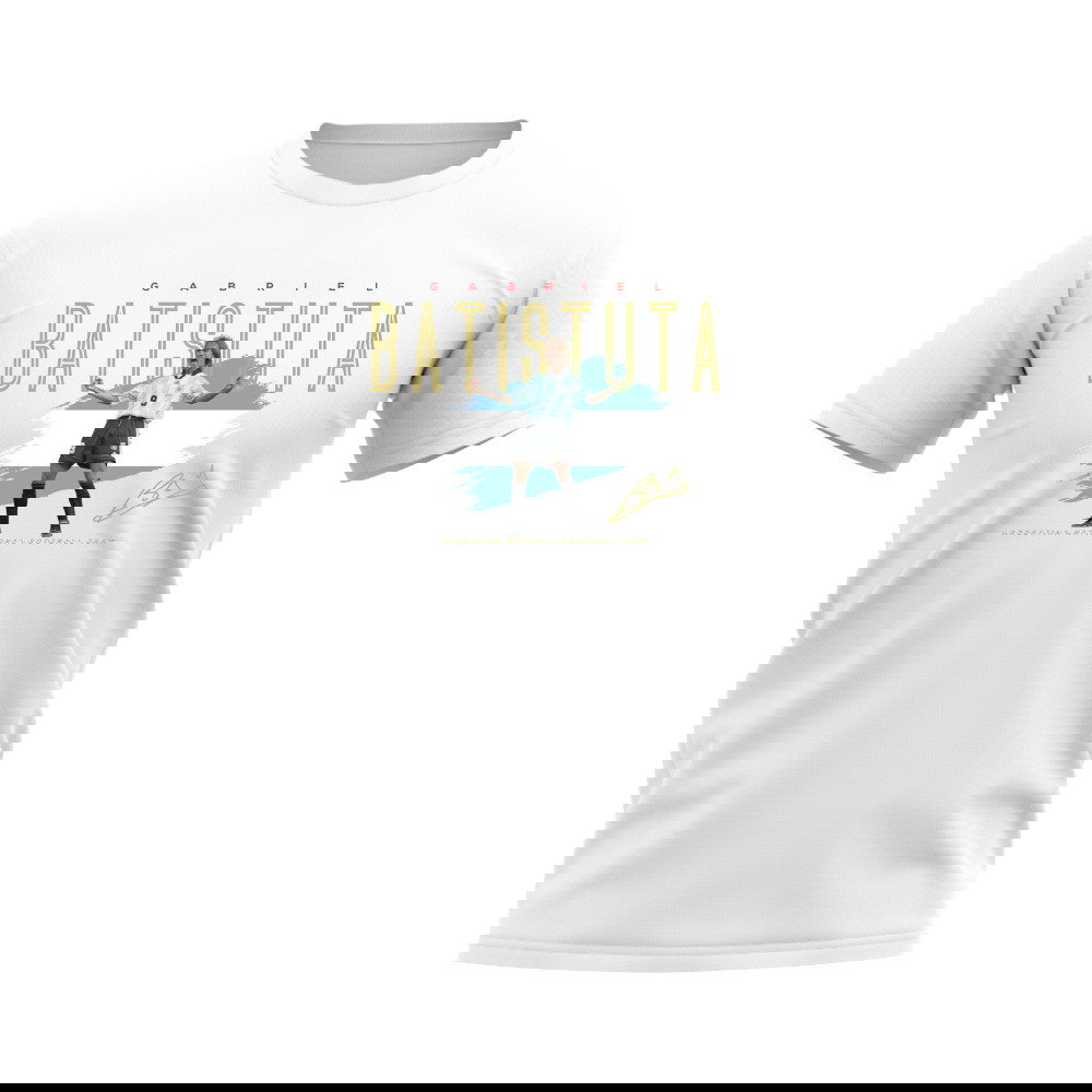 Gabriel Batistuta Argentina Football Celebration T-Shirt (White)