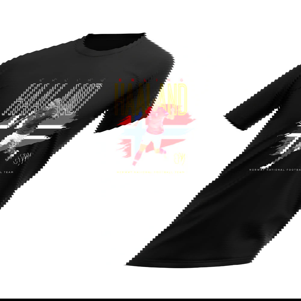 Erling Haaland Norway Football Celebration T-Shirt (Black)