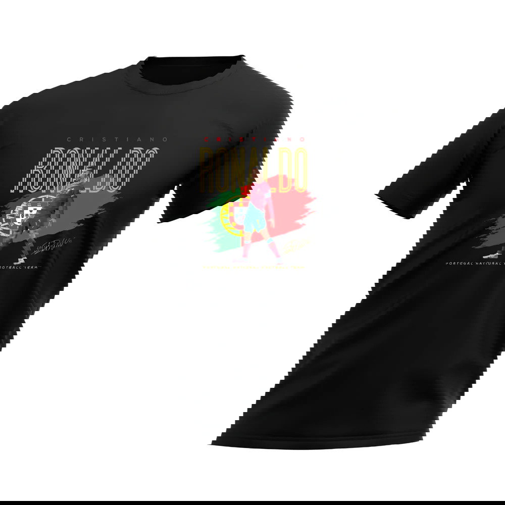 Cristiano Ronaldo Portugal Football Celebration T-Shirt (Black)